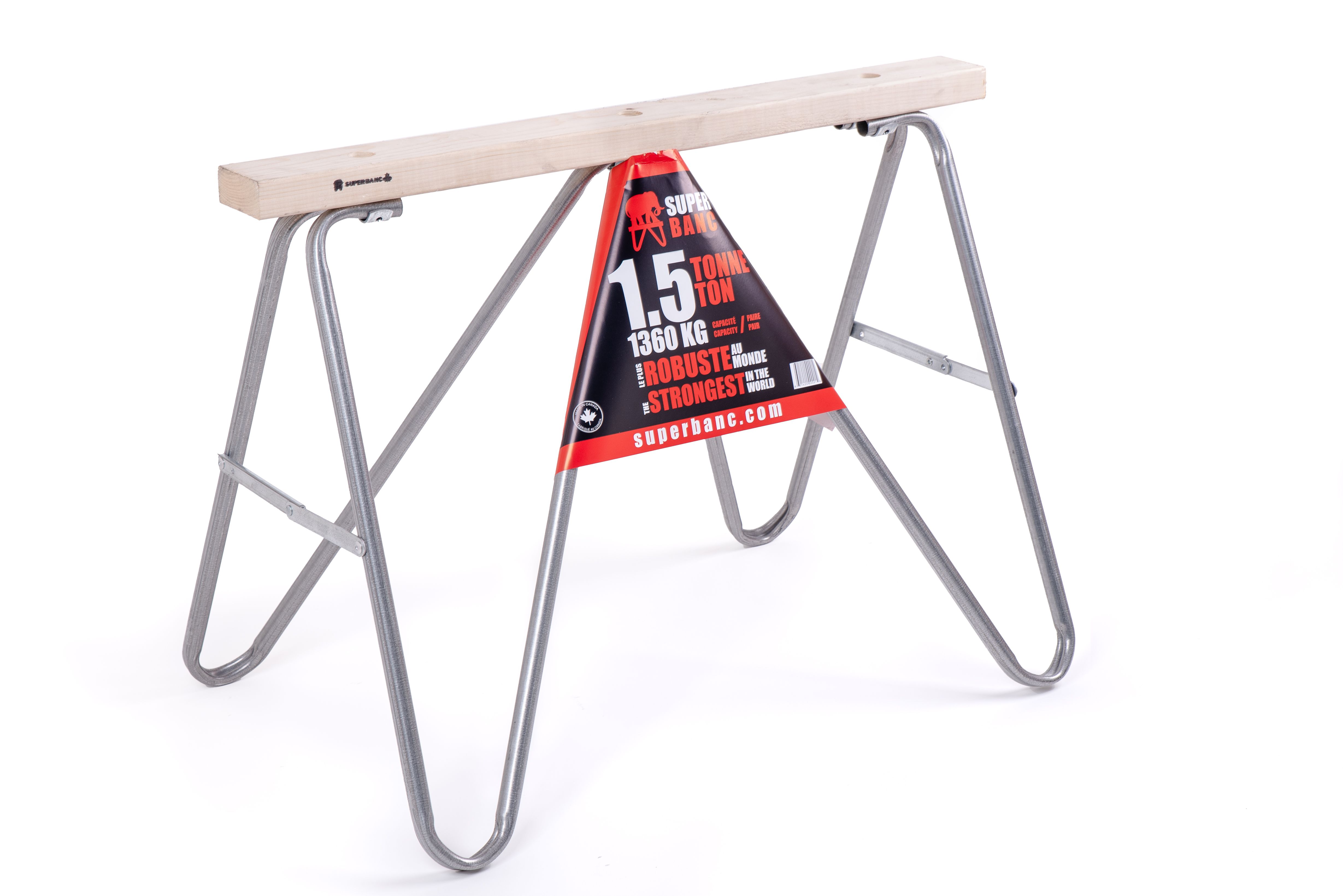 Chevalet pliant Super Banc 26 pouces avec dessus en bois